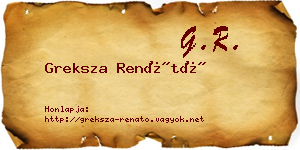 Greksza Renátó névjegykártya